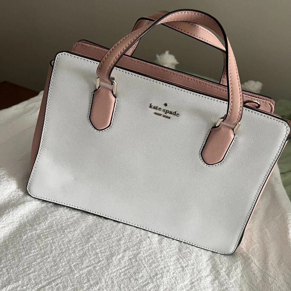 White/Blush Pink Kate Spade Medium Sized Bag - Picture 1 of 5